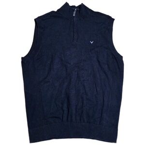 Callaway Quarter Zip‎ Golf Vest Men's Size L Black Ribbed Knit